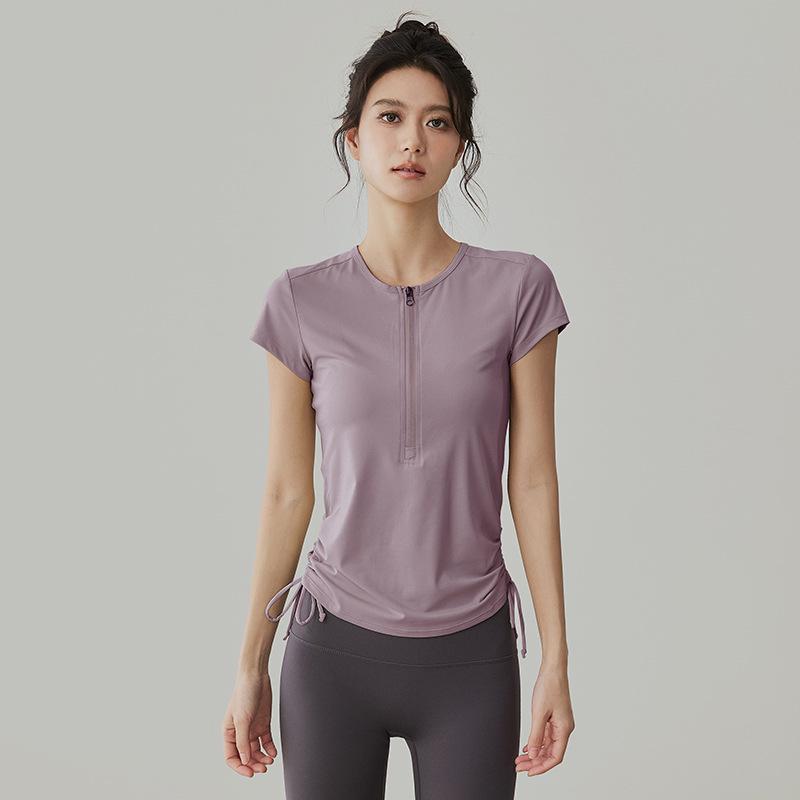 

Women s Quick-Dry Half-Zip Yoga Top, Short Sleeve, Slim Fit for Running & Training XXL