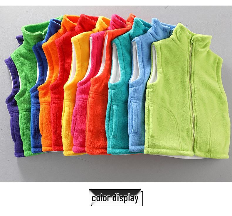 Kids' Fleece Vest for Boys & Girls, Thick Outerwear for Spring To Winter, Kindergarten Uniform with Logo Print