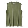 Men's 220g Pure Cotton Sleeveless Japanese T-Shirt with Print - Trendy Solid Color Vest