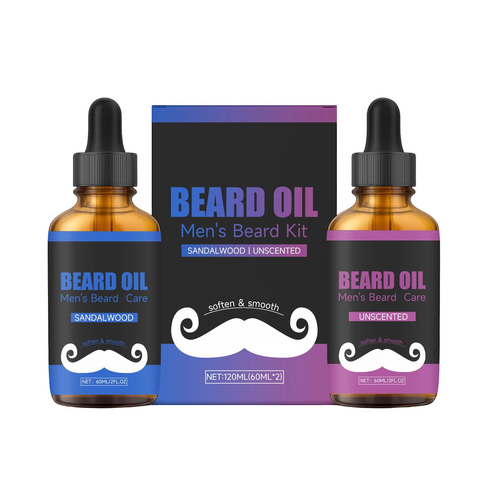 Beard Oil Collagen, Thick Beard Growth Oil Is Used For Male Hair Growth, Softening And Moisturizing Beards,60ml*2 one size