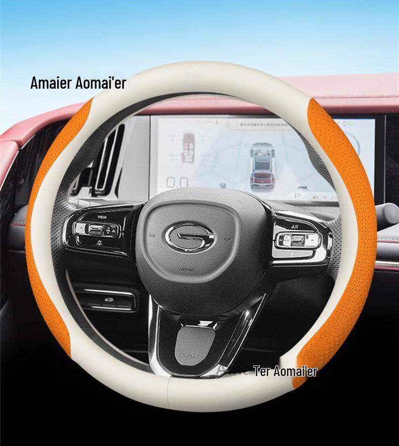 Trumpchi Steering Wheel Cover: Thin Model for M8, Shadow Leopard M6, GS3, GS8, GS4; Anti-Slip Genuine Leather