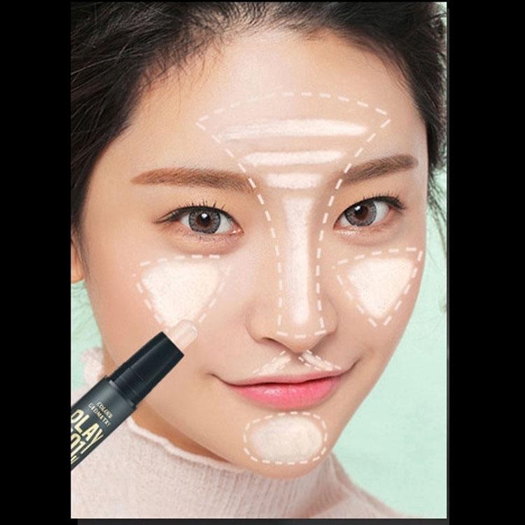 Zakreślacz naprawczy w sztyfcie żeński dwugłowy podwójnego zastosowania cień do nosa naprawa rozświetlacz w proszku korektor cień małe V kosmetyki do makijażu twarzy