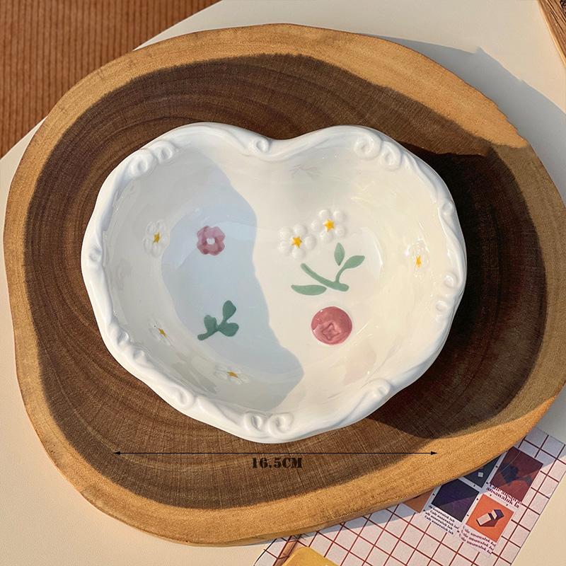 Creative Relief Hand-painted Tableware, Dinner Plate, Ceramic Rice Bowl, Soup Bowl, Kitchen Drinkware Set, Home Accessories