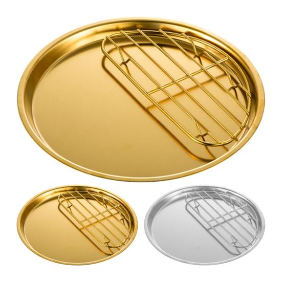 Useful Non-slip Food Storage Golden Color 304 Stainless Steel Snack Plate Dessert Dining Plate for Dining Room Dinner Plate