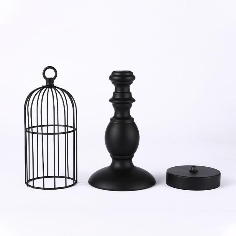 Černý kovový svícen Retro Bird Cage Svícen Jídelní stoly Středové díly Řemesla Svatební párty Domácí dekorace
