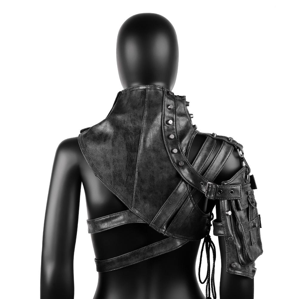 Women's Retro PU Leather Shoulder Bag - Punk Motorcycle Style with Armor Accents