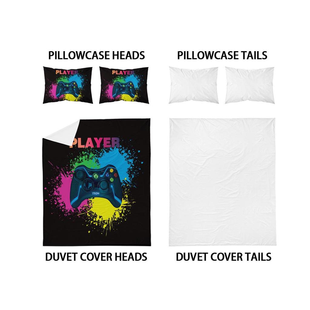 Benutzerdefiniertes grenzüberschreitendes dreiteiliges Set: Personalisierte Bettwäsche mit Bettbezug und Kissenbezug im Digitaldruck