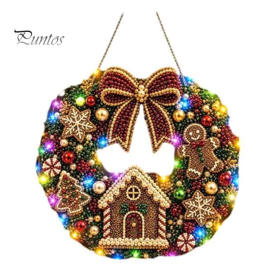 DIY-Feiertagshandwerk für Erwachsene Weihnachts-Diamantmalerei-Kranz-Set mit LED-Lichterkette, Schneemann-Perlenkunst Hängendes Ornament für Erwachsene, Acryl