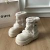 White thick-soled heightening piled thickened snow boots women's new winter warm Northeast fluffy cotton shoes