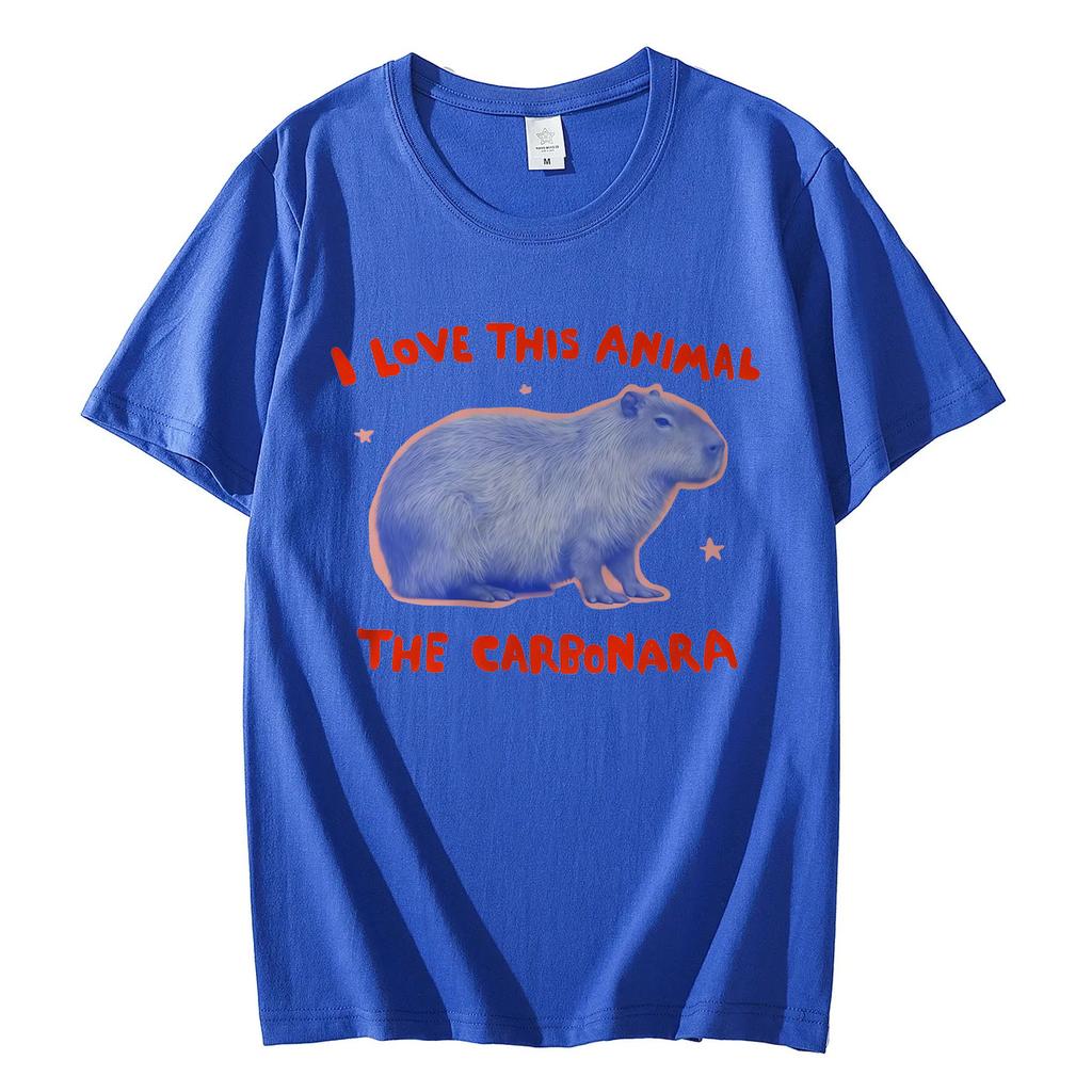 Ich liebe dieses Tier Das Carbonara Lustige Capybara Meme T-Shirt Mode Y2k Übergroße T-Shirts Unisex Sommer Lässig Baumwoll-T-Shirts