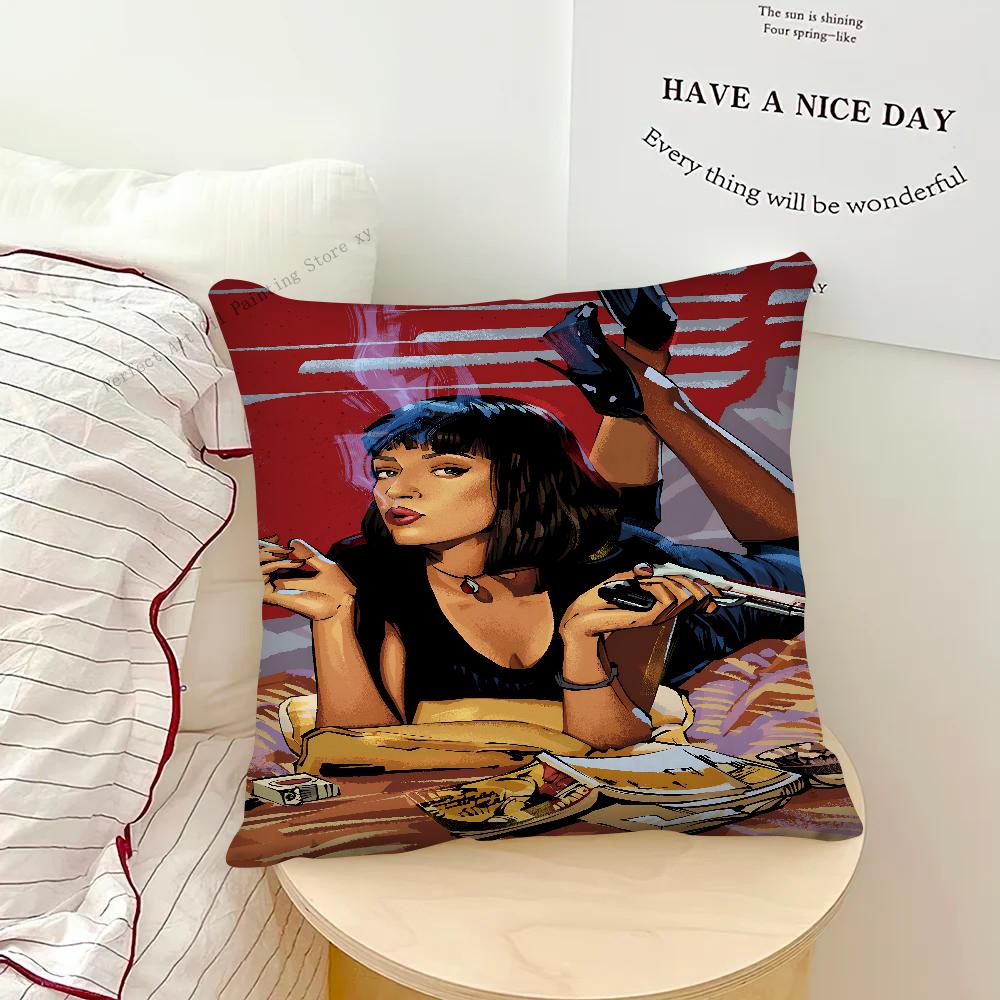 Movie P-Pulp Fiction Pillow Case Square Pillow Bedroom Sofa Leisure Comfort Cushion Car Living Room Home Decoration