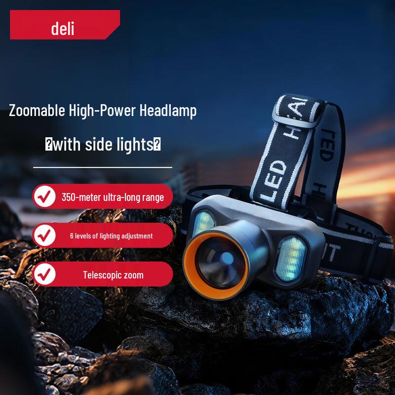 

Deli High-Power USB-C Rechargeable LED Headlamp
