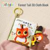 Jollybaby Deluxe Animal Tail Cloth Book - Tear-Resistant, Chewable Educational Toy for Infants
