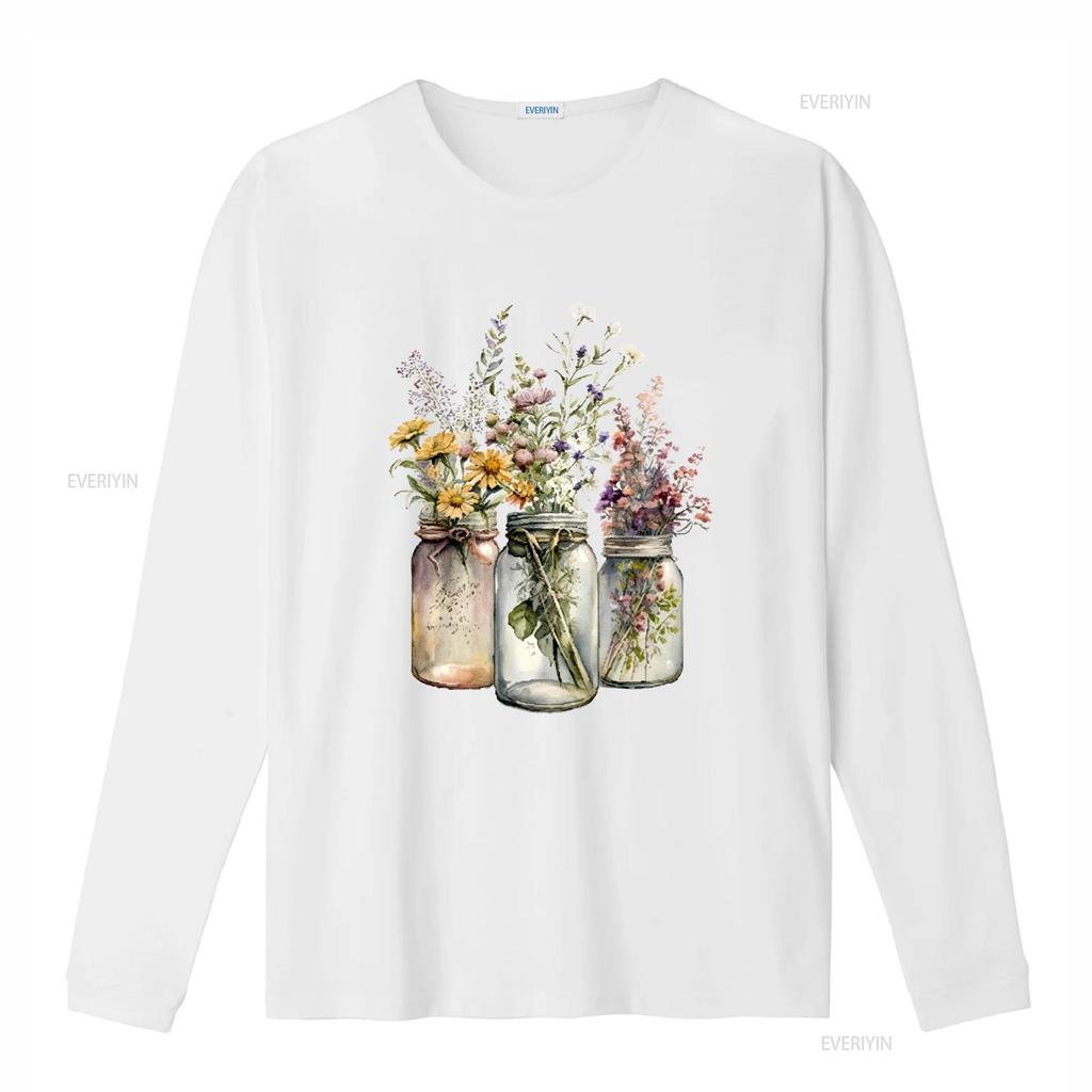 Mason Jar Wildflowers 5 Different Designs Ladies T Shirt Small 2xl 4 Colours Vintage Washed Casual Breathable Slightly Homme