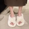 Fashion Flat bottom fur slippers for women cross plush indoor and outdoor cotton slippers large size