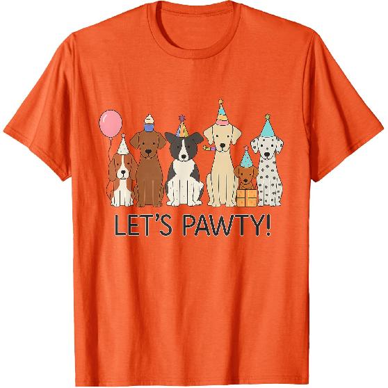 Let’s Pawty Cute Dogs Party Celebration T-Shirt