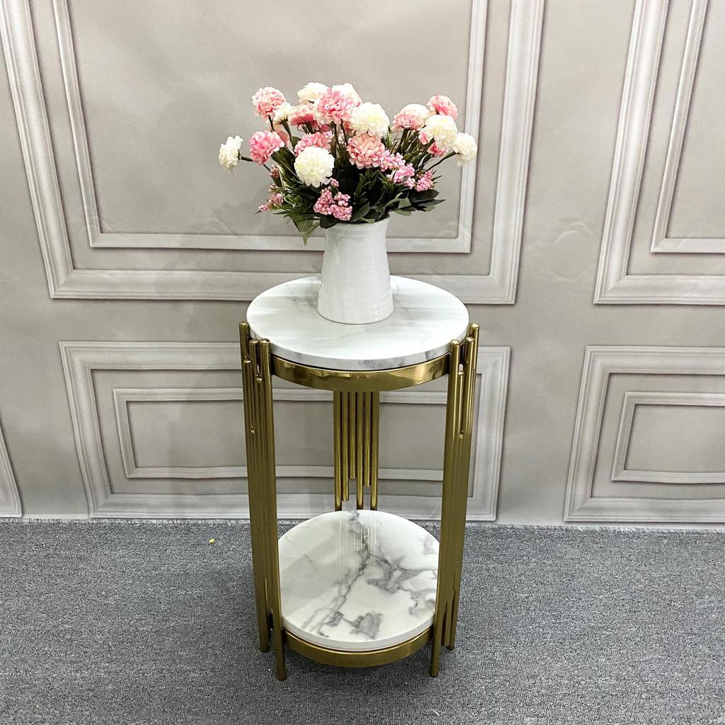 Marble TV Cabinet & Flower Stand: Stainless Steel Living Room Storage Rack