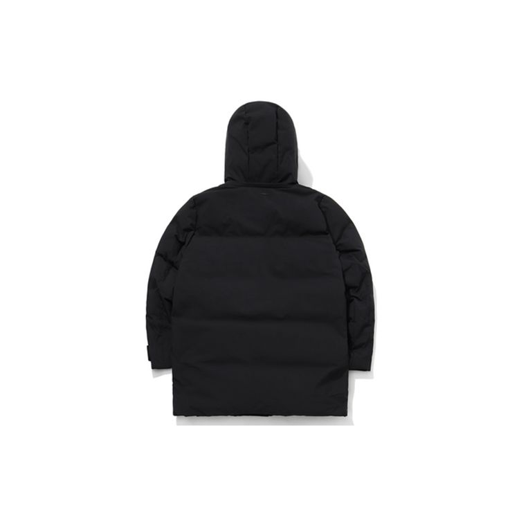 Li Ning Sports Fashion Series Mid-Length Hooded Down Jacket Winter Men Outerwear Standard-Black AYMQ247-1