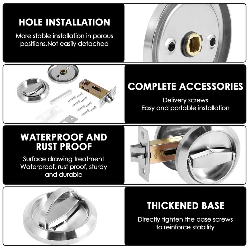 New Recessed Door Lock 304 Stainless Steel Hidden Recessed Cup Door Handle Keyless Recessed Door Pull for Bathroom Bedroom