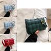 Classy Plaid Pu Leather Women Shoulder Bag Woven Soft Square Hand Chain Bag Gift