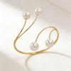 Pearl Metal Adjustable Punk Arm Bracelet - Light Luxury Geometric Design