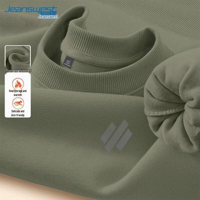 Jeanswest Men's Casual Crew Neck Sweatshirt with Grey Stripe