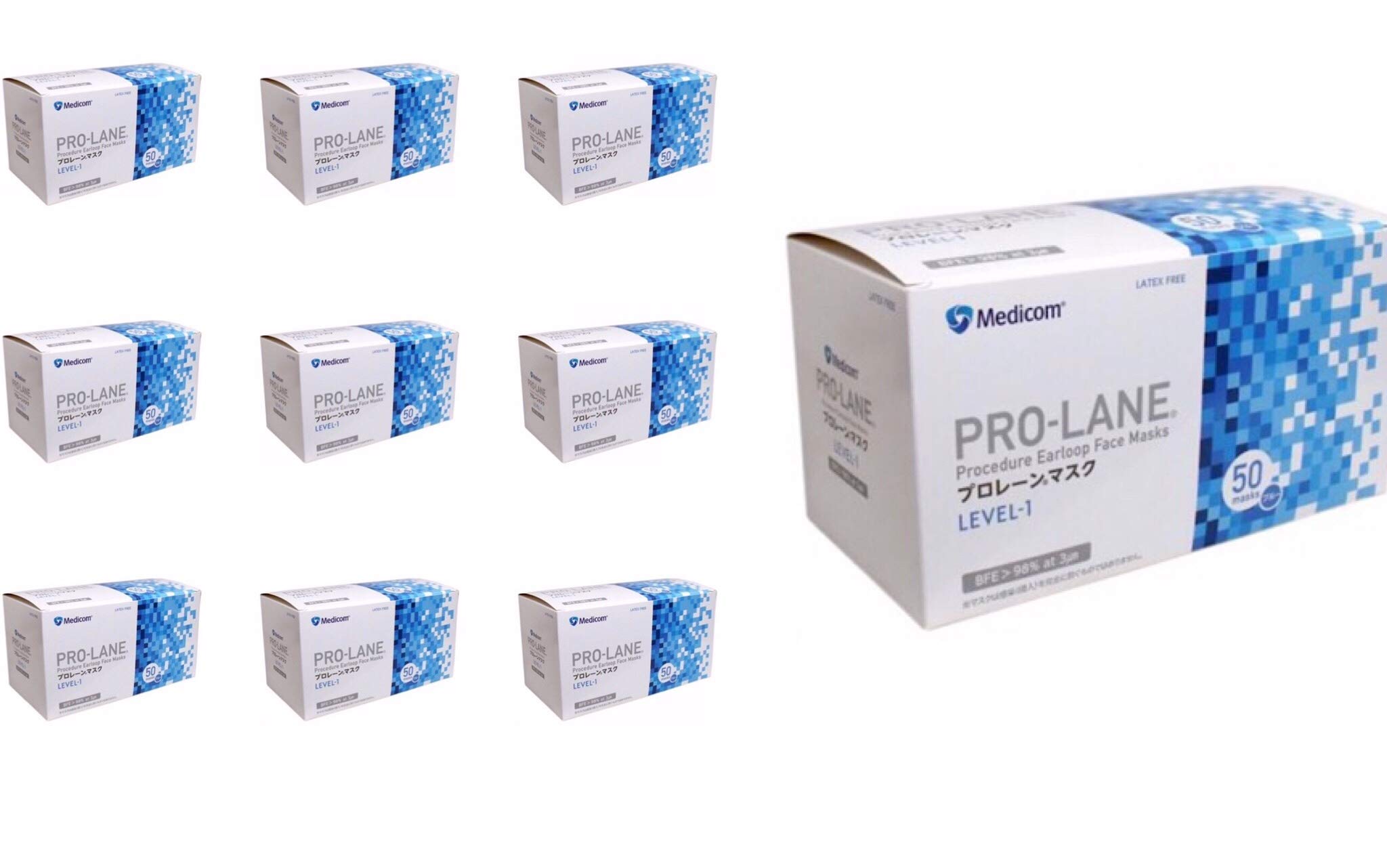 

Disposable masks Prolane Mask 500 masks masks x 10 [Medicom Blue] (50 boxes) синий
