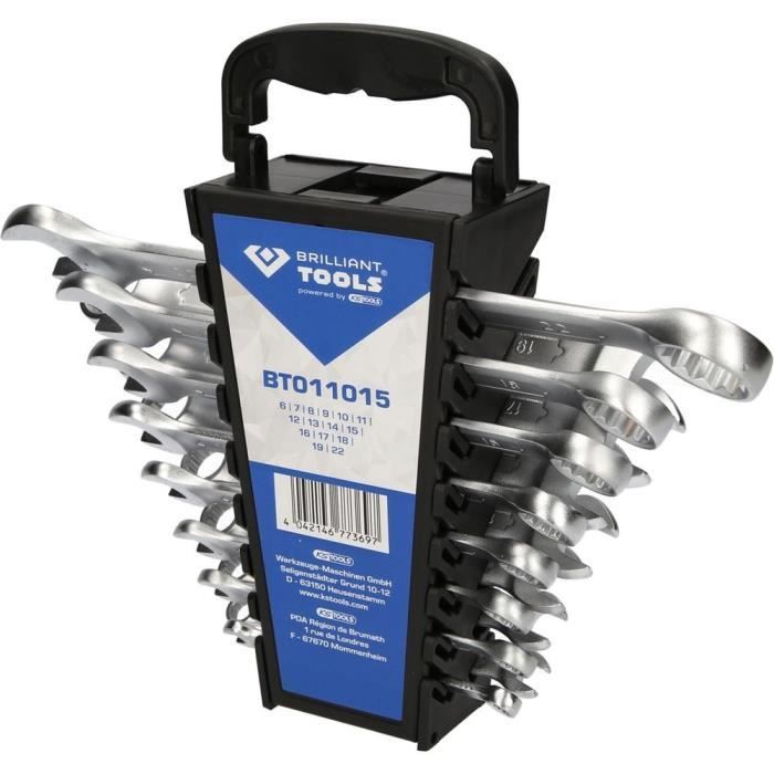 Jeu de 15 clés mixtes - BRILLIANT TOOLS BT011015 - Acier chromé au vanadium - Noir