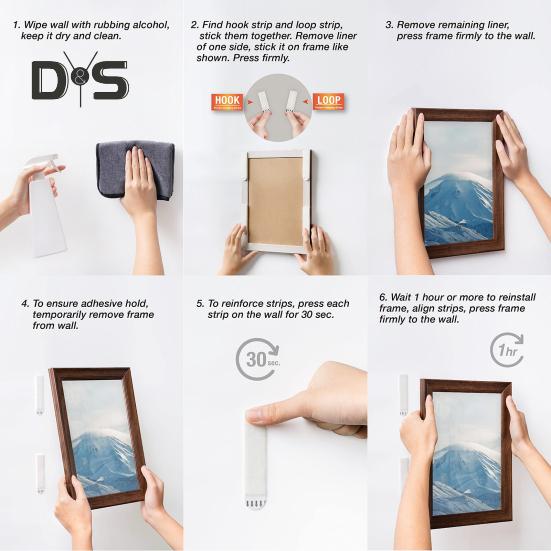 Hook And Loop Tape Picture Hanging Strips Picture Hanger Water-Resistant Adhesive Strips for Hanging Frame And Decorations