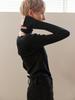 OUEL Asymmetry Neckline Wool Slim Knit_Black