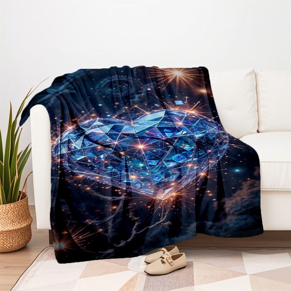 "Magical Crystal Heart Wall Art Decor"Blanket Flannel Throw Blanket for Sofa, Bed, Travel, Camping, Office, Couch, Chair, And Bed Gift for C