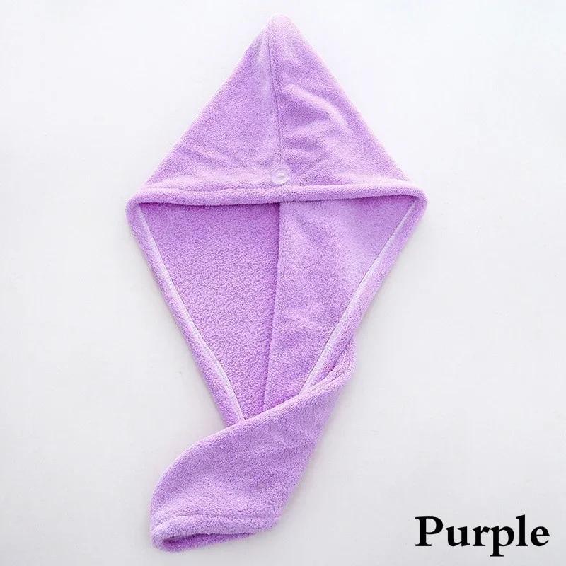 

Microfiber Hair Towel Cap Rapid Drying Hair Towel Bath Wrap Hat Coral Velvet Dry Hair Cap Twist Dry Shower Bath Spa Head Cap фиолетовый