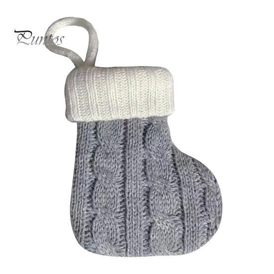 Festive Party Favor Pouches Mini Knitted Christmas Stocking Ornaments, Knit Xmas Tree Hanging Decor, Small Gift Card Holders Pendants for Tree,