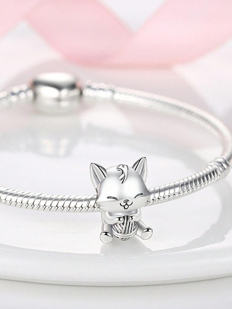 Charms Plata Cute Cat Maneki Neko Beads Charm Copper Plated Fit Charms Copperoriginal Bracelet For Jewelry Making Diy Charm