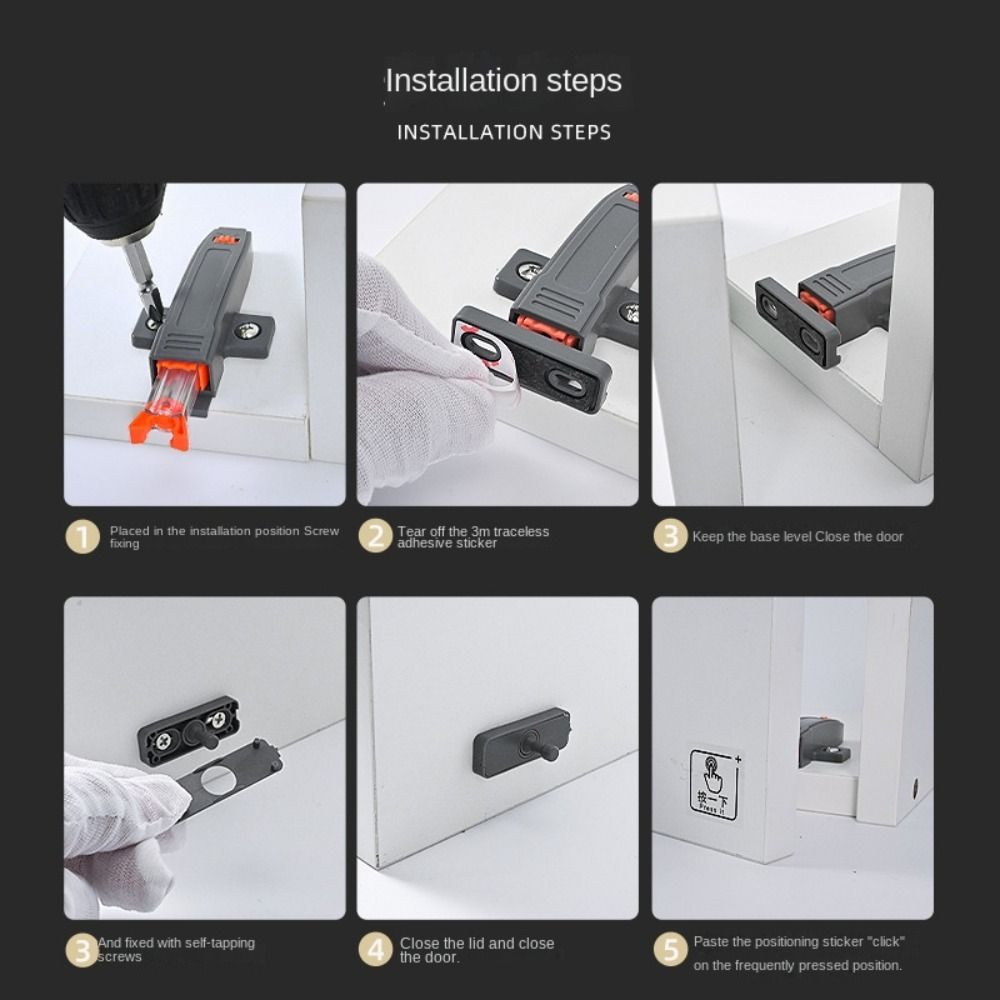 ABS Door Lock Buckle Invisible Rebound Device New Cabinet Catches  Cabinet Door