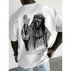 Europäische Größen Herren Rundhals-T-Shirt, Vintage Kurzarm