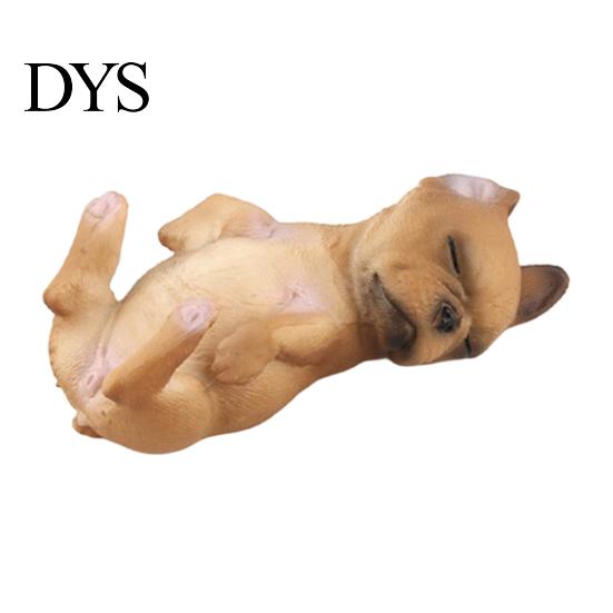 Realistic Animal Model Simulated Sleeping Dog Model, Lying French Bulldog Figurine, Mini Ornament PVC Educational Toy for Toddlers Boys Girls