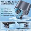 360° Rotating Clip Fan: 2.3 x 2 x 6.9 inches Semi-Cooling 199 Speeds LED Display - USB Rechargeable Hands-Free Design for Car Vent Office Camping