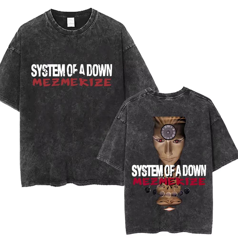 

Washed Vintage System of A Down Wake Up Tour T Shirts Men Women Rock Oversized T Shirt s Alternative Metal Merch Tshirts S