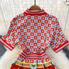 Summer Women Vintage Print Designer Runway Dresses Fashion Long Midi Party Shirt Dress
