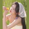 White Woven Floral Lace Hair Scarf Wraps Women Retro Triangle Headscarf Hat Travel Photo Headband Hair Accessories French Style