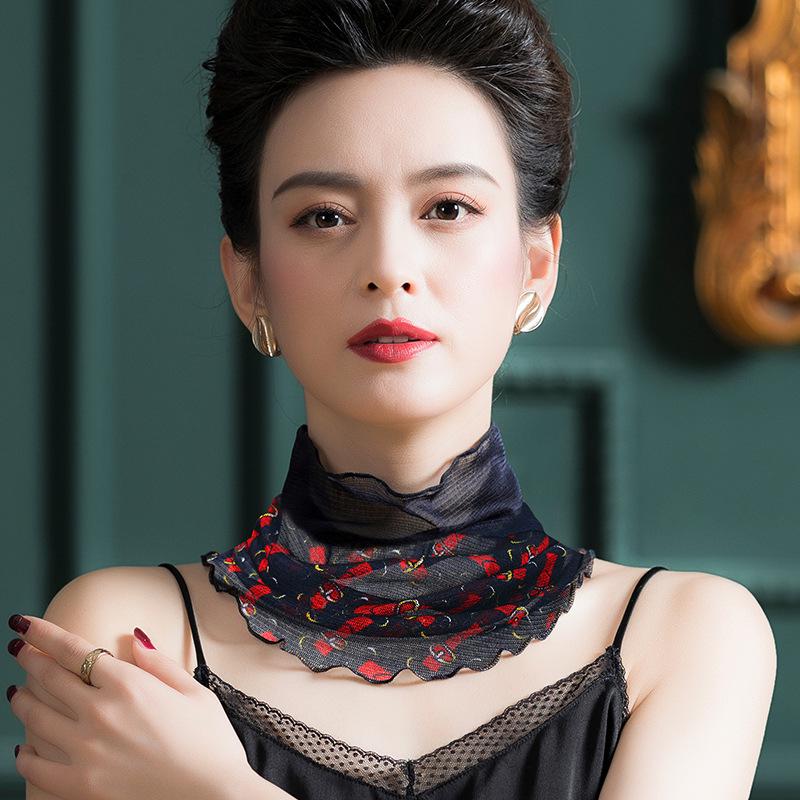 

Элегантный сетчатый шелковый шарф: 100% Тутовый шелк Принт Защита от солнца Снуд Пуловер