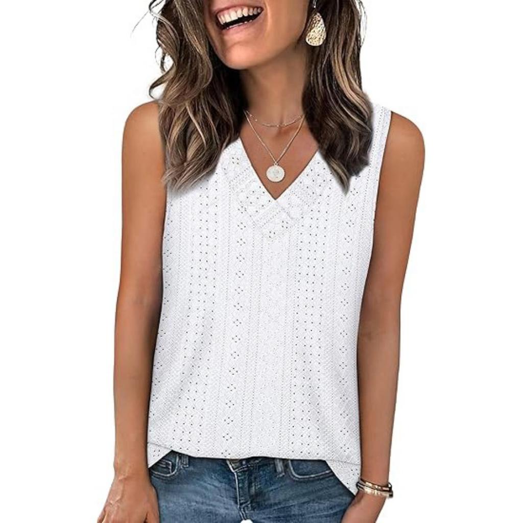 Women's Solid Color V-neck Loose Sleeveless Tank Top T-shirt  Spring Summer New Arrival, Leisure Leisure Trade for Europe America