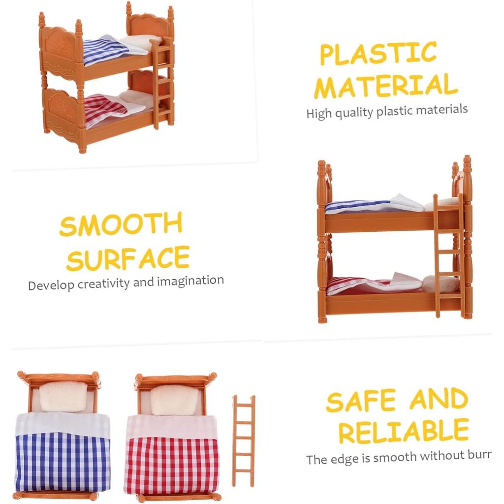 4er-Pack praktische Möbel für Puppen, Bett, Doppeldekoration, Miniatur-Mini-Simulationswaagen mit hübscher Leiter für den Innenbereich, Holzzubehör, Modell zum Selbermachen