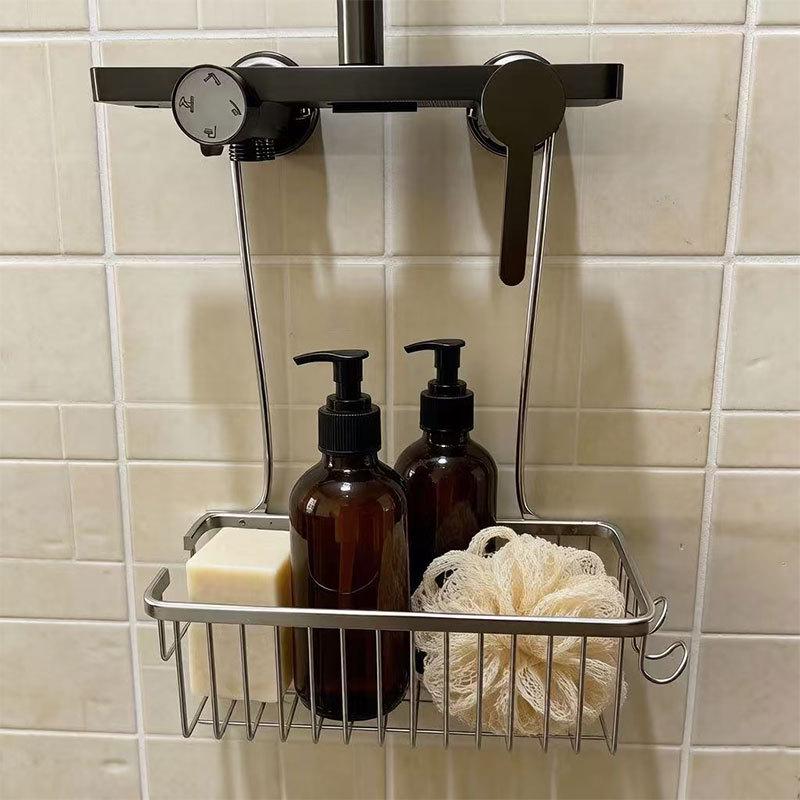 Punch-Free Bathroom Shelf & Shower Head Holder for Toiletries