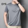 Summer Men Top Ice Silk Quick-drying Short Sleeves O Neck Loose Solid Color Thin Breathable Elastic Casual Pullover Daily Sport Top