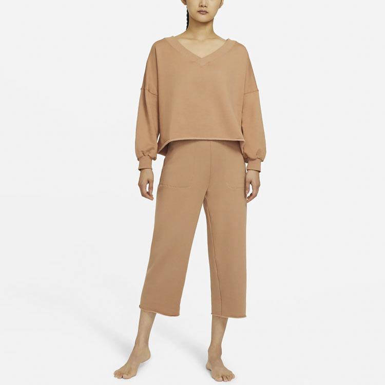 Nike Yoga Luxe Fleece-Lined Casual Mid-Length Pants Women Bottoms Nougat-Brown DA0777-288