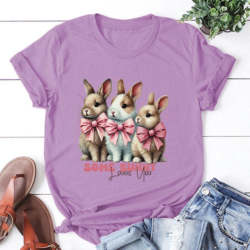 Hot Sales Easter Bunny Loves You T Shirts Women Men Summer Cool Short Sleeves Personality Harajuku T-Shirt