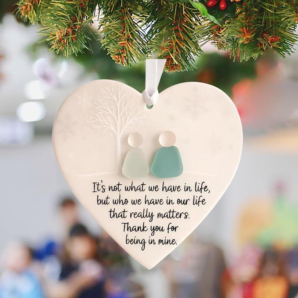 Friendship Decor Acrylic Heart-Shaped Pendant Friendship Decor Sea Glass Keepsake Hangable Decoration for Students True Friends