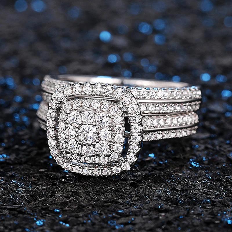CAOSHI Bling Bling s Set Cubic Zirconia Ring for Women Elegant Wedding Finger Rings for Brides Fashion Jewelry Accessories